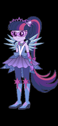Size: 828x1792 | Tagged: safe, edit, edited screencap, imported from derpibooru, screencap, sci-twi, twilight sparkle, human, equestria girls, background removed, black background, boots, crystal guardian, high heel boots, low quality, shoes, simple background, solo