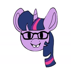 Size: 1667x1668 | Tagged: safe, artist:aliceg, imported from derpibooru, twilight sparkle, pony, unicorn, emoji, female, glasses, nerd, simple background, solo, white background