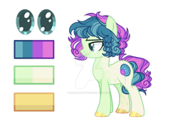 Size: 1031x775 | Tagged: safe, artist:selenavivacity, imported from derpibooru, oc, oc only, oc:mint lollipop, earth pony, blue eyes, braid, coat markings, colored hooves, colored pupils, dappled, deviantart watermark, earth pony oc, magical lesbian spawn, obtrusive watermark, offspring, parent:bon bon, parent:lyra heartstrings, parents:lyrabon, reference sheet, simple background, teal eyes, transparent background, watermark