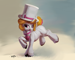 Size: 3529x2848 | Tagged: safe, artist:winpuss, imported from derpibooru, oc, oc only, pony, unicorn, hat, running, solo, top hat, vanille cassis