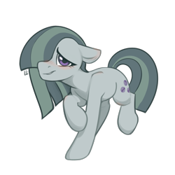 Size: 1300x1300 | Tagged: safe, artist:jewellier, derpibooru exclusive, imported from derpibooru, marble pie, earth pony, pony, blushing, colored, cute, ears back, flat colors, grin, lineart, looking at you, marblebetes, nervous, nervous grin, simple background, smiling, solo, transparent background