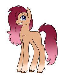 Size: 3500x4500 | Tagged: safe, artist:katyusha, imported from derpibooru, oc, oc only, oc:strawberry creamsicle, earth pony, blue eyes, freckles, leg gradient, pink hair, red hair, simple background, solo, tooth gap, unshorn fetlocks, white background