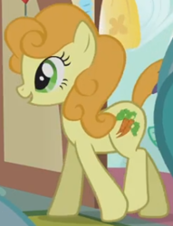 Size: 261x342 | Tagged: safe, imported from derpibooru, screencap, carrot top, golden harvest, earth pony, pony, call of the cutie, season 1, animation error, background pony, cropped, female, mare, solo, solo focus, walking