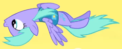 Size: 466x187 | Tagged: safe, imported from derpibooru, screencap, icy rain, pegasus, pony, season 1, winter wrap up, background pony, cropped, female, flying, mare, solo, solo focus, weather team, winter wrap up vest