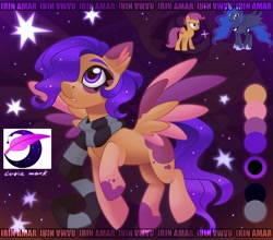 Size: 4096x3604 | Tagged: safe, artist:irinamar, imported from derpibooru, princess luna, scootaloo, oc, oc only, alicorn, pegasus, pony, alicorn oc, horn, solo, wings