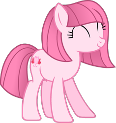 Size: 1341x1423 | Tagged: safe, artist:pegasski, artist:tanahgrogot, imported from derpibooru, oc, oc only, oc:annisa trihapsari, earth pony, pony, cute, earth pony oc, eyes closed, female, hair, haircut, mare, medibang paint, ocbetes, simple background, smiling, solo, transparent background, vector