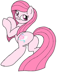 Size: 552x689 | Tagged: safe, artist:mondlichtkatze, artist:noi kincade, imported from derpibooru, oc, oc only, oc:annisa trihapsari, earth pony, pony, adorasexy, annibutt, butt, cute, earth pony oc, female, hair, hide and seek, long hair, long tail, looking at you, looking back, looking back at you, mare, not pinkamena, pink body, pink eyes, pink hair, pink tail, plot, sexy, simple background, smiling, smiling at you, solo, tail, transparent background