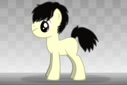 Size: 960x640 | Tagged: safe, artist:awesomebrony, imported from derpibooru, oc, oc only, oc:rakan, alicorn, earth pony, pony, pony creator, abstract background, alicorn oc, alicornified, animated, brown eyes, checkerboard, frown, gif, glowing, gradient background, ground, horn, male, pattern, race swap, shadow, smiling, solo, stallion, standing, teeth, transformation, wings