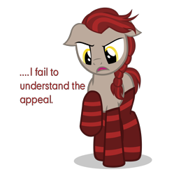 Size: 4600x4613 | Tagged: safe, artist:mrvector, imported from derpibooru, oc, oc only, oc:lawkeeper equity, earth pony, pony, absurd resolution, clothes, confused, cute, dialogue, earth pony oc, elements of justice, female, mare, simple background, socks, solo, striped socks, transparent background, turnabout storm