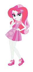 Size: 294x644 | Tagged: safe, artist:leahrow, artist:lordsfrederick778, artist:selenaede, imported from derpibooru, diamond rose, human, equestria girls, base used, clothes, clothes swap, cutie mark on clothes, diamond, dress, equestria girls style, equestria girls-ified, hand on hip, high heels, pink dress, recolor, shoes, simple background, solo, white background