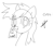 Size: 382x346 | Tagged: safe, artist:omelettepony, ponerpics exclusive, oc, oc only, earth pony, pony, blushing, cutie mark, earth pony oc, female, looking at you, mare, monochrome, ms paint, mute, simple background, smiling, solo, sticky note, text, white background