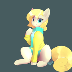 Size: 3000x3000 | Tagged: safe, artist:b-epon, imported from derpibooru, oc, oc:jenny, earth pony, pony, blonde hair, blonde mane, blonde tail, clothes, commission, earth pony oc, female, mare, scarf, skirt, solo, sweater, tail