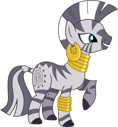 Size: 3321x3558 | Tagged: safe, artist:porygon2z, imported from derpibooru, zecora, zebra, bridle gossip, season 1, ear piercing, female, g4, jewelry, leg rings, neck rings, piercing, simple background, smiling, solo, transparent background, vector