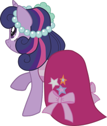 Size: 646x763 | Tagged: safe, artist:daylightsketch, imported from derpibooru, twilight sparkle, pony, unicorn, .svg available, bridesmaid dress, clothes, dress, female, first look and find, flower, flower in hair, mare, raised hoof, rear view, royal wedding, simple background, solo, svg, transparent background, unicorn twilight, vector