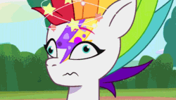 Size: 1536x870 | Tagged: safe, imported from derpibooru, screencap, zipp storm, pegasus, pony, spoiler:g5, spoiler:my little pony: tell your tale, spoiler:tyts01e22, alternate hairstyle, animated, circling stars, derp, dizzy, face paint, female, g5, mare, my little pony: tell your tale, zipp's yes day