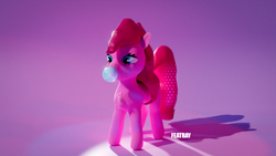 Size: 1920x1080 | Tagged: safe, artist:featray, imported from derpibooru, pinkie pie, earth pony, pony, 3d, blender, bubblegum, chest fluff, cycles render, female, food, gum, mare, solo