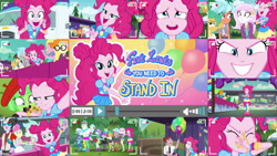 Size: 1280x721 | Tagged: safe, editor:quoterific, imported from derpibooru, bon bon, bulk biceps, dj pon-3, flash sentry, lyra heartstrings, maud pie, pinkie pie, snails, snips, sunset shimmer, sweetie drops, trixie, vinyl scratch, human, equestria girls, equestria girls series, five lines you need to stand in, spoiler:eqg series (season 2), collage