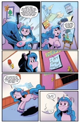 Size: 1080x1660 | Tagged: safe, artist:andypriceart, idw, imported from derpibooru, izzy moonbow, pony, unicorn, spoiler:comic, spoiler:g5comic, bracelet, brush, bucket, clay, colored pencils, comic, crafting supplies, excited, eyes closed, female, flightless, friendship bracelet, frown, g5, glitter, grin, hairbrush, implied pipp petals, implied sunny starscout, implied zipp storm, jewelry, magic, mare, note, open mouth, open smile, painting, realization, running, sad, smiley face, smiling, telekinesis, unshorn fetlocks, yarn