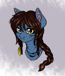 Size: 1628x1900 | Tagged: safe, artist:vetta, imported from derpibooru, earth pony, na'vi, pony, bust, james cameron's avatar, ponified, simple background, solo, transparent background