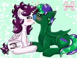 Size: 1024x768 | Tagged: safe, artist:niveria25, imported from derpibooru, oc, oc only, alicorn, pony, alicorn oc, horn, kissing, oc x oc, shipping, wings