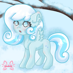 Size: 1280x1280 | Tagged: safe, artist:niveria25, imported from derpibooru, oc, oc only, oc:snowdrop, pegasus, pony, female, filly, foal, pegasus oc, snow, solo, tree branch