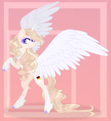 Size: 800x877 | Tagged: safe, artist:existencecosmos188, imported from derpibooru, oc, oc only, oc:lisa, alicorn, pony, abstract background, alicorn oc, eyelashes, feathered fetlocks, female, horn, makeup, mare, rearing, wings