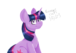 Size: 1430x1006 | Tagged: safe, artist:revenge.cats, imported from derpibooru, twilight sparkle, pony, unicorn, lineless, looking at you, ms paint, signature, simple background, smiling, smiling at you, solo, unicorn twilight, white background