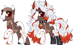 Size: 4171x2581 | Tagged: safe, artist:kurosawakuro, imported from derpibooru, pony, arataki itto (genshin impact), clothes, collar, genshin impact, gritted teeth, ponified, shoes, simple background, spiked collar, teeth, transparent background