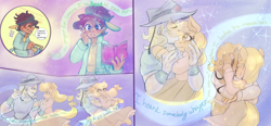 Size: 3800x1756 | Tagged: safe, artist:mimiporcellini, imported from derpibooru, applejack, human, boingo, comic page, crossover, crossover shipping, hol horse, holjack, jojo's bizarre adventure, shipping