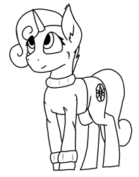 Size: 1308x1660 | Tagged: safe, artist:al solae, imported from derpibooru, oc, oc:compass rose, pony, unicorn, clothes, monochrome, solo, sweater