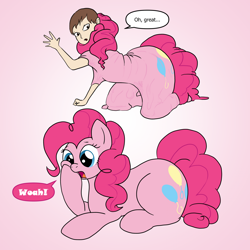 Size: 1920x1920 | Tagged: safe, artist:redpaladin, imported from derpibooru, pinkie pie, goo, human, pony, butt, hips, human to pony, male to female, rule 63, sequence, transformation, transgender transformation