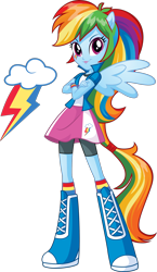 Size: 1826x3149 | Tagged: safe, imported from derpibooru, rainbow dash, human, equestria girls, .svg available, crossed arms, cutie mark, eyebrows, female, high res, looking at you, official, ponied up, rainbow dash's cutie mark, simple background, smiling, smiling at you, solo, spread wings, svg, transparent background, vector, wings