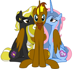 Size: 4035x3727 | Tagged: safe, artist:cosmicxlight, artist:lightning stripe, edit, imported from derpibooru, oc, oc only, oc:liliosa, oc:prince cosmic light, oc:princess sorraia, alicorn, pony, derpibooru community collaboration, 2023 community collab, female, kissing, lisorright, male, rilacorn, simple background, slim, sorright, tall, thin, transparent background, trio, vector