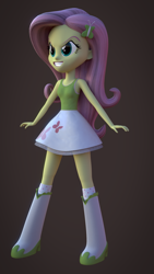 Size: 1080x1920 | Tagged: safe, artist:palmman529, imported from derpibooru, fluttershy, equestria girls, 3d, elements of disharmony, evil, evil counterpart, evil grin, female, grin, palette swap, polka dot socks, recolor, reversed, smiling, solo, unkindness