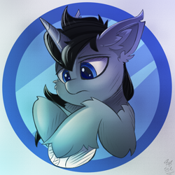 Size: 2500x2500 | Tagged: safe, artist:starcasteclipse, imported from derpibooru, oc, oc only, fluffy pony, pony, unicorn, big ears, ear fluff, hooves to the chest, horn, male, raised hoof, sketch, solo, stallion, unicorn oc