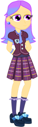 Size: 359x1187 | Tagged: safe, artist:rainbowstarcolour262, imported from derpibooru, oc, oc only, oc:white sage, human, equestria girls, adora, bracelet, clothes, crystal prep academy, crystal prep academy uniform, crystal prep shadowbolts, cute, ear piercing, earring, female, hand behind back, jewelry, necktie, piercing, plaid skirt, school uniform, shirt, shoes, simple background, skirt, smiling, socks, solo, standing, transparent background