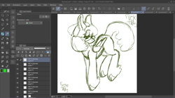 Size: 1920x1080 | Tagged: safe, artist:voxtra, imported from derpibooru, oc, oc only, pegasus, pony, beanie, big ears, clip studio paint, fluffy, glasses, hat, lidded eyes, no gender, screenshots, short hair, sketch, solo, wings, wip