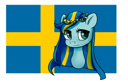 Size: 940x622 | Tagged: safe, artist:brella, imported from derpibooru, oc, oc only, pony, nation ponies, national flag, ponified, solo, sweden