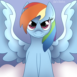 Size: 2000x2000 | Tagged: safe, artist:kaifurry, imported from derpibooru, rainbow dash, pegasus, pony, 2023, high res, large wings, solo, spread wings, wings