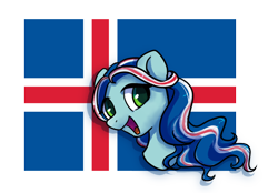 Size: 996x695 | Tagged: safe, artist:brella, imported from derpibooru, oc, oc only, pony, iceland, nation ponies, national flag, ponified, solo