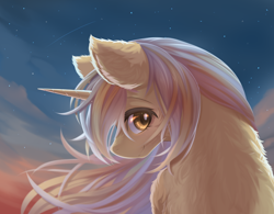 Size: 3200x2500 | Tagged: artist needed, safe, derpibooru exclusive, imported from derpibooru, oc, oc only, oc:flash meteor, pony, unicorn, looking at you, looking back, night, shooting star, stars