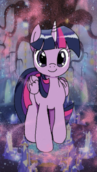 Size: 997x1773 | Tagged: safe, alternate version, color edit, edit, imported from derpibooru, twilight sparkle, alicorn, pony, my little pony: the manga, colored, cutie map, golden oaks chandelier, solo, twilight sparkle (alicorn), twilight's castle, wallpaper