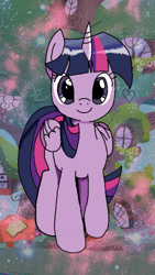 Size: 1215x2160 | Tagged: safe, alternate version, color edit, edit, imported from derpibooru, twilight sparkle, alicorn, pony, my little pony: the manga, colored, golden oaks library, solo, twilight sparkle (alicorn), wallpaper