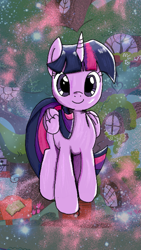 Size: 1215x2160 | Tagged: safe, alternate version, color edit, edit, imported from derpibooru, twilight sparkle, alicorn, pony, my little pony: the manga, colored, golden oaks library, solo, twilight sparkle (alicorn), wallpaper