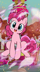 Size: 720x1280 | Tagged: safe, color edit, edit, imported from derpibooru, pinkie pie, earth pony, pony, my little pony: the manga, colored, solo, sugarcube corner, wallpaper