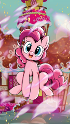 Size: 720x1280 | Tagged: safe, alternate version, color edit, edit, imported from derpibooru, pinkie pie, earth pony, pony, my little pony: the manga, colored, solo, sugarcube corner, wallpaper