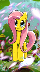 Size: 720x1280 | Tagged: safe, alternate version, color edit, edit, imported from derpibooru, fluttershy, pegasus, pony, my little pony: the manga, colored, fluttershy's cottage, solo, wallpaper