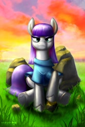 Size: 1365x2048 | Tagged: safe, artist:izalith_itxi, imported from derpibooru, maud pie, earth pony, pony, scenery, sitting, solo