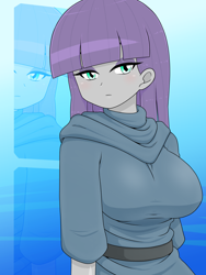 Size: 1668x2224 | Tagged: safe, artist:batipin, imported from derpibooru, maud pie, human, equestria girls, big breasts, breasts, busty maud pie, female, looking at you, solo