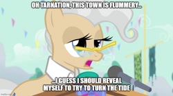 Size: 888x499 | Tagged: safe, edit, edited screencap, imported from derpibooru, screencap, mayor mare, earth pony, pony, caption, female, image macro, impact font, mare, reference, text, town of salem, unamused